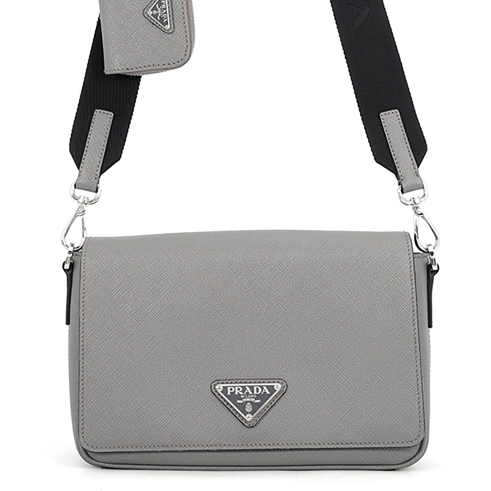 Prada Galleria Saffiano Leather Shoulder Bag Silver